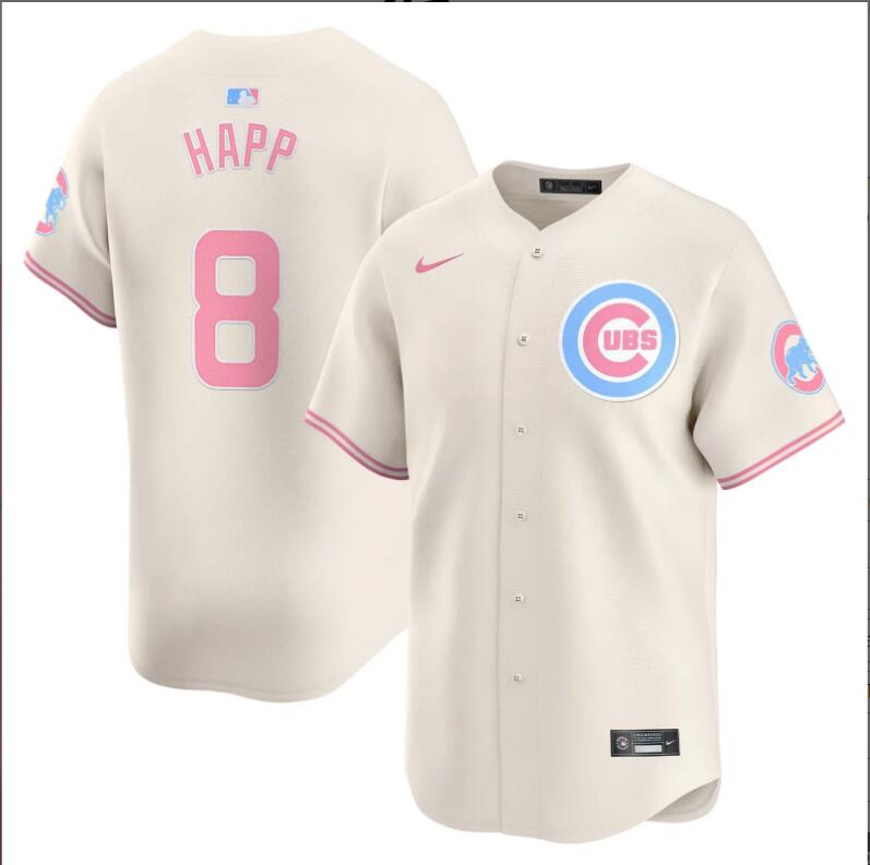 Men Chicago Cubs #8 Happ cream 2024 Nike MLB jersey->indianapolis colts->NFL Jersey